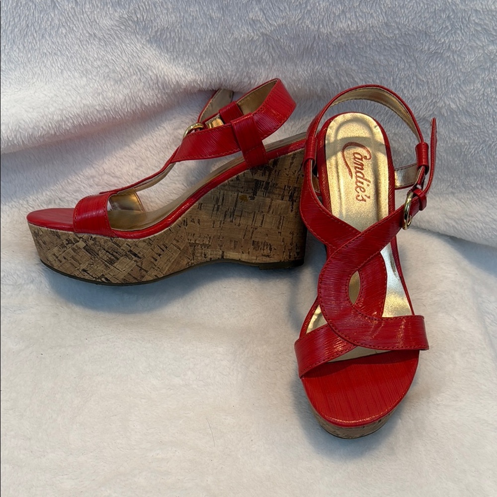 Candie's “Rocking Tangerine” Wedge Sandals